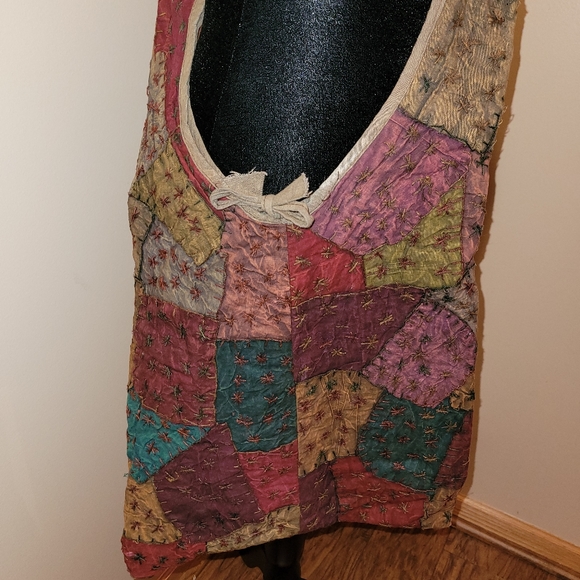 India Town Large Tie Closure Hippie Hobo Crossbody Boho Bag - Picture 2 of 11